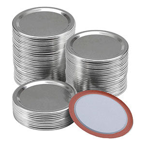 Cravele™ 50/100-Pack Silver Regular Mouth Mason Jar Lids - Reusable, Leak-Proof Metal Caps