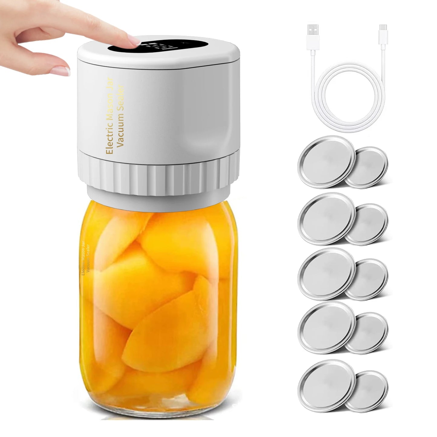 Cravele™ Electric Mason Jar Vacuum Sealer Kit - Seals Wide & Regular Mouth Jars for Food Storage