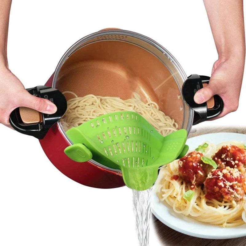 Cravele™ Silicone Clip-On Strainer for Pots and Pans – Perfect for Pasta, Meat, Vegetables, and Fruits