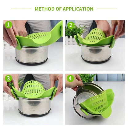 Cravele™ Silicone Clip-On Strainer for Pots and Pans – Perfect for Pasta, Meat, Vegetables, and Fruits